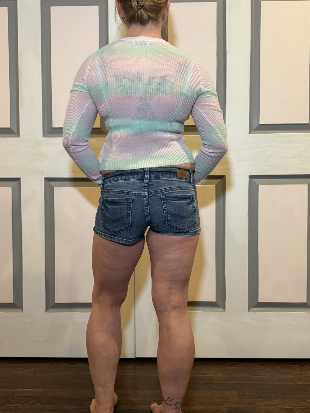 Urban Outfitters Mint and White Sheer Knit Top - Picture 4 of 6